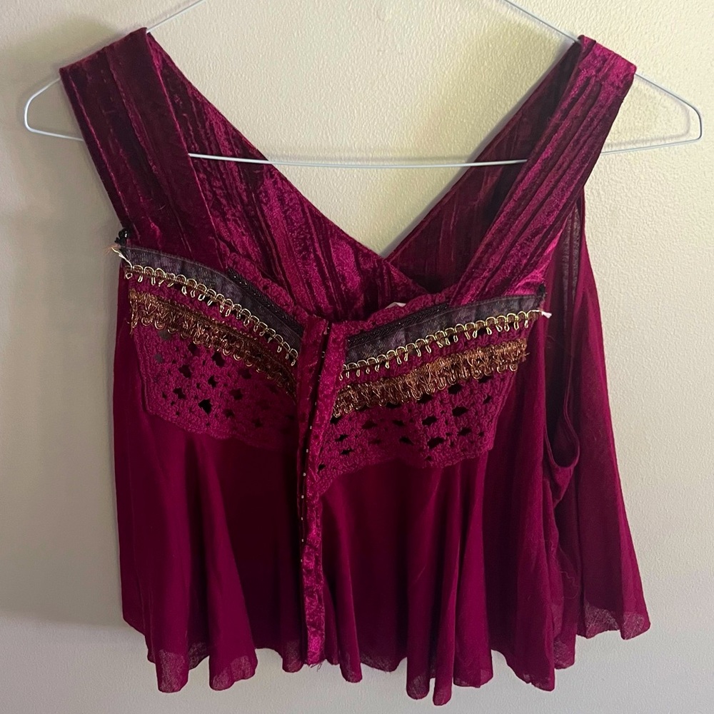 Free People Mixed Media Sleeveless Tank Top, Medium